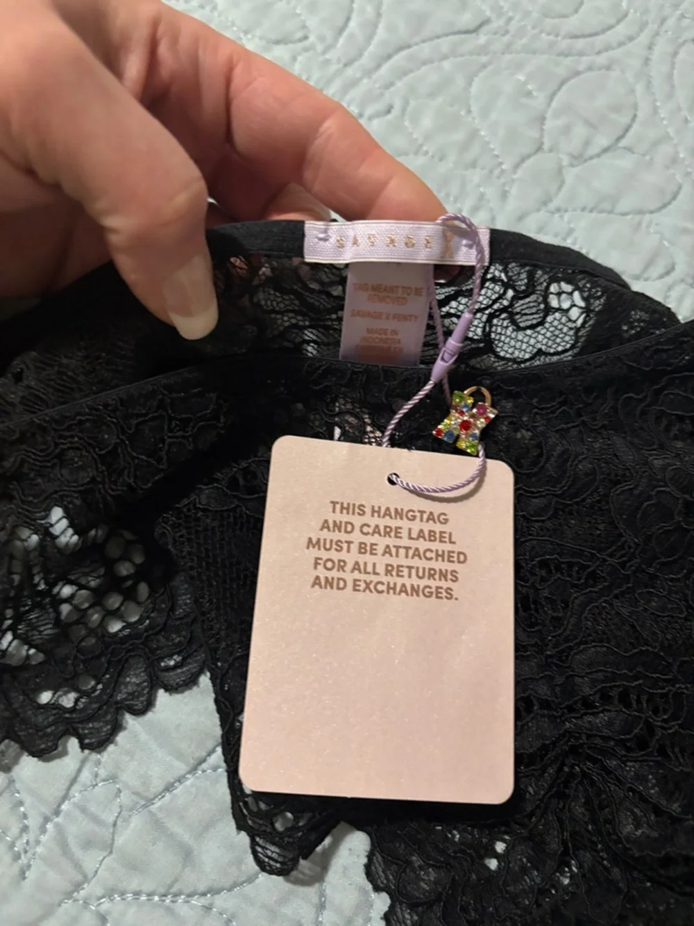 New Savage X Fenty Lingerie by Rihanna Corded Brazilian Lace Thong
